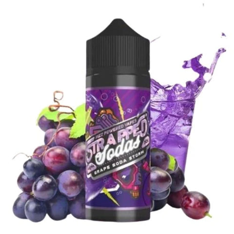 Strapped Sodas | Grape Soda Storm 100ml bottle with purple grapes and purple grape juice