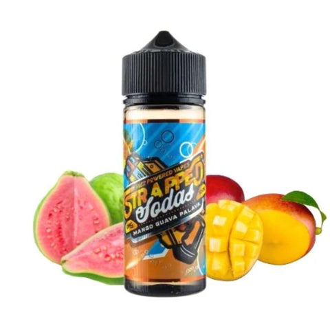 Strapped Sodas | Mango Guava Palava 100ml bottle with sliced guava and sliced mangoes