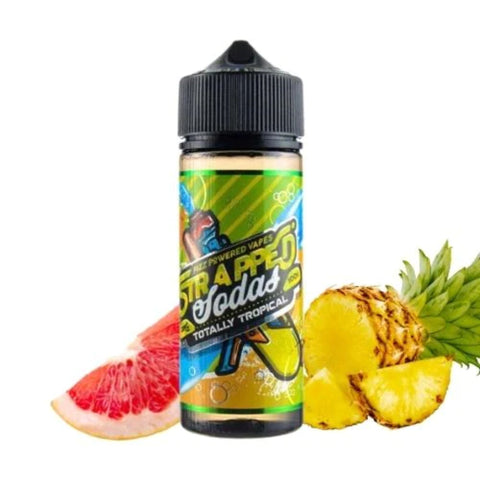 Strapped Sodas | Totally Tropical 100ml bottle with sliced grapefruit and sliced up pineapple