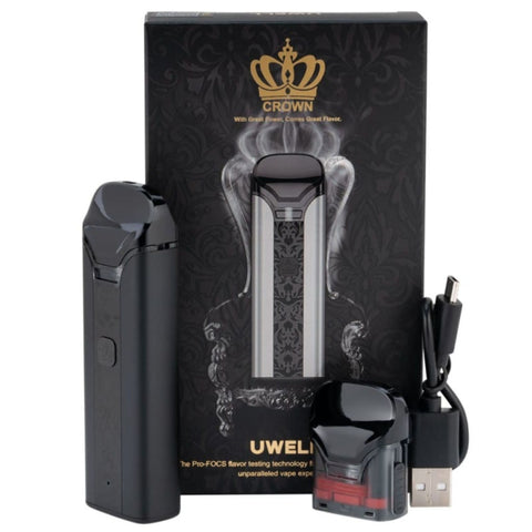 Uwell Crown Pod Kit | 1250mAh with box, spare pod and charger cable