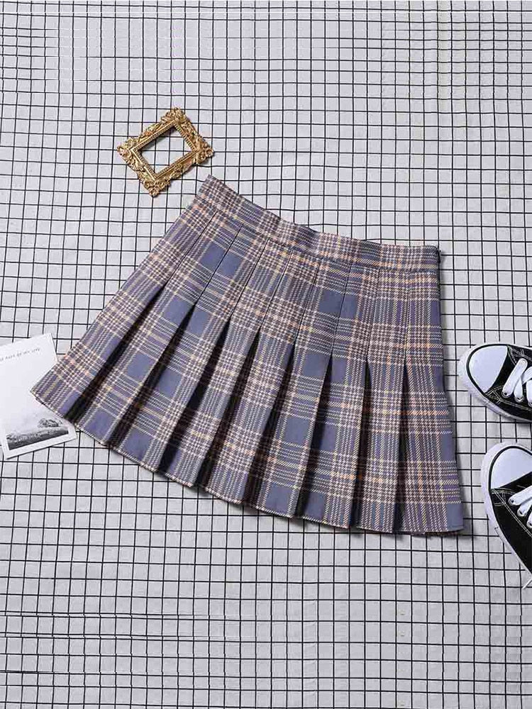 Women's High Waist Pleated Fashion Designer A-Line Skirts (Short)