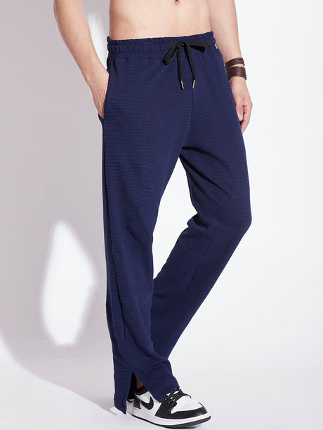 Black Textured Relaxed Fit Boot-Cut Pant, Buy Wide Legged Trousers
