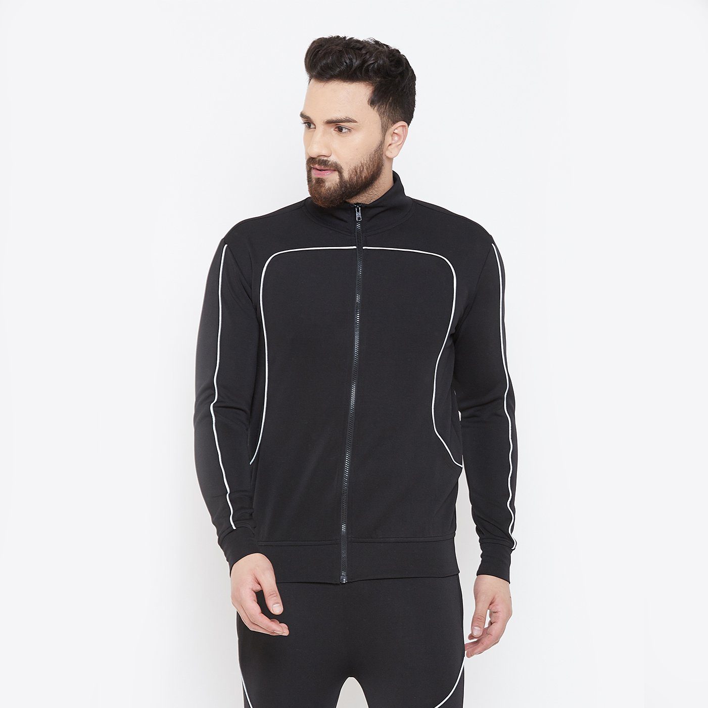 Black Scuba Zipped Reflective Sweatshirt | Buy Mens Sweatshirt ...