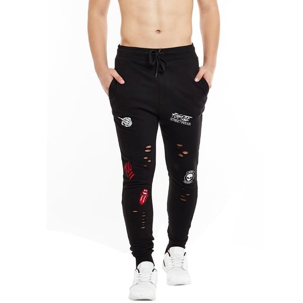 black distressed joggers