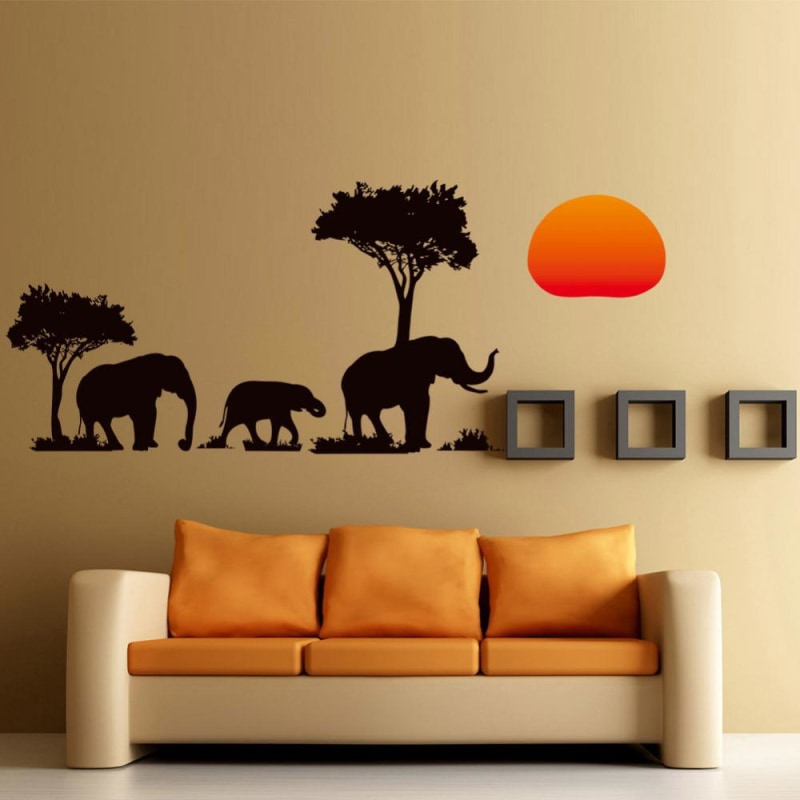 Elephant Jungle & Sunset Wall Sticker - Animal Social Company