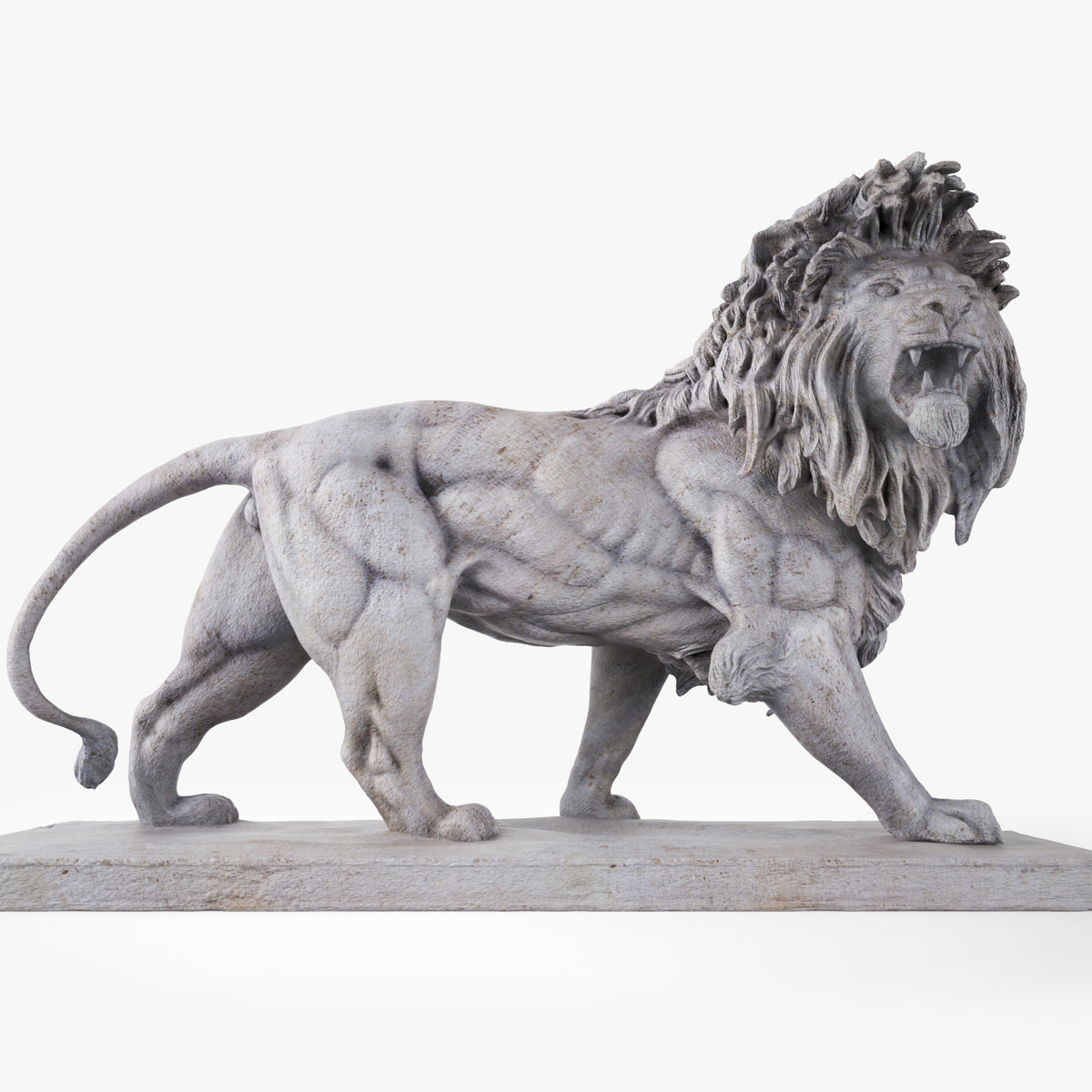 Stone Lion Statue Sculpture 3D Model FaceQuad