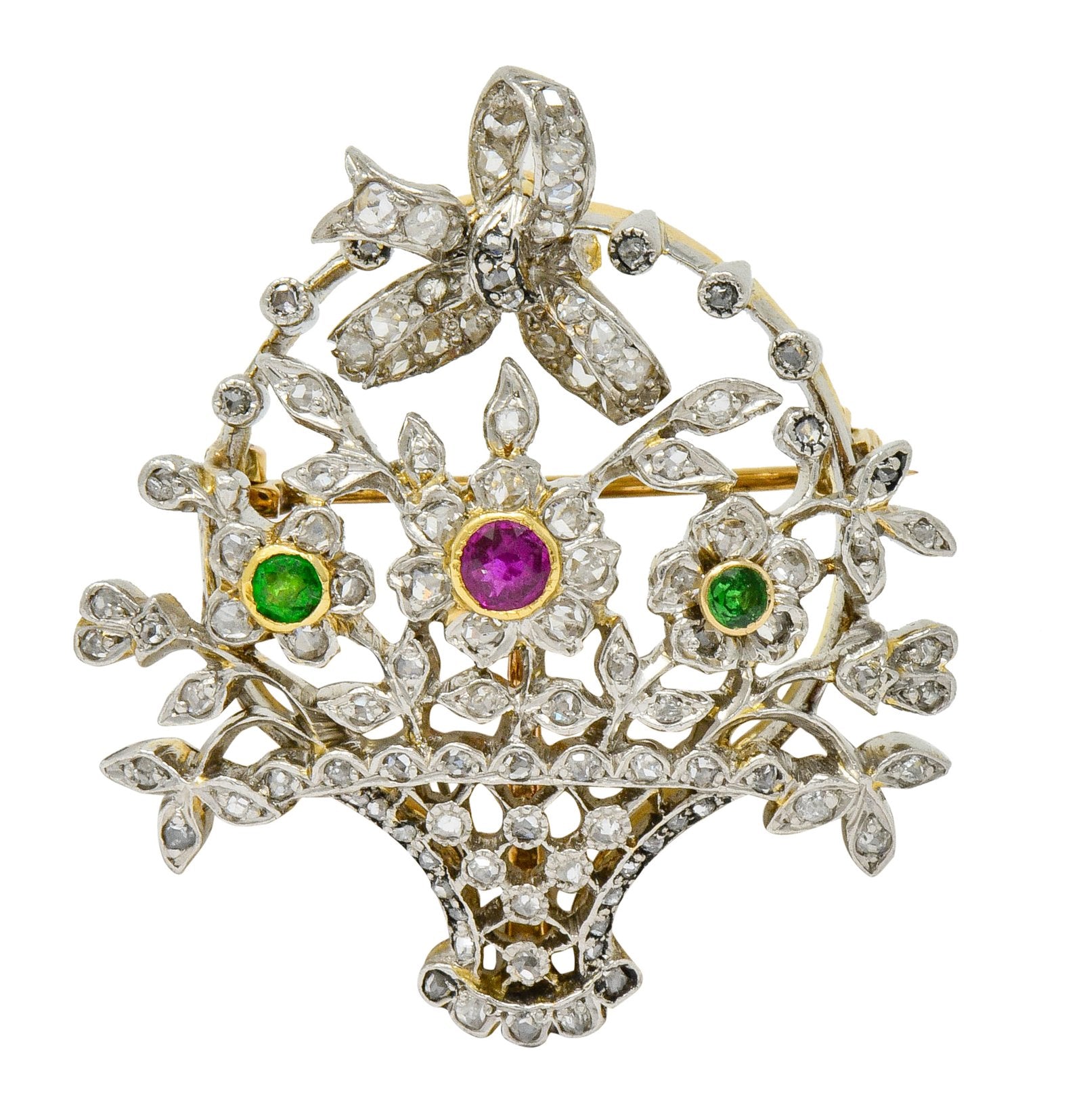 Edwardian Diamond Demantoid Garnet Giardinetto Jewelry
