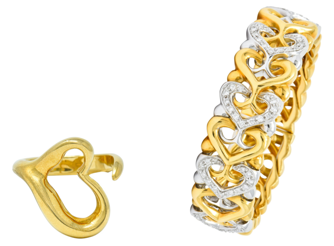 Bulgari Heart Link Bracelet Tiffany & Co. Elsa Peretti Open Heart Band Ring