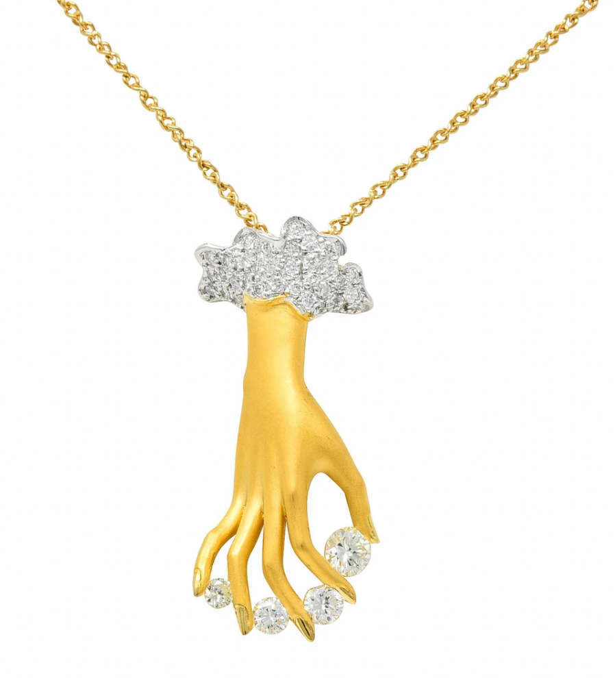 Las Manos Carrera y Carrera Gold Hand Necklace pave diamond jewelry