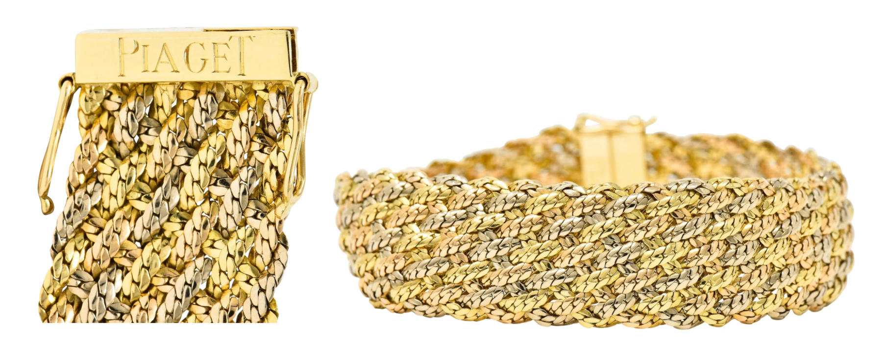 Piaget Tri-Colored Gold Vintage Woven Bracelet French Jewelry