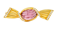 Bulgari Pink Tourmaline 18 Karat Gold Bonbon Candy Brooch