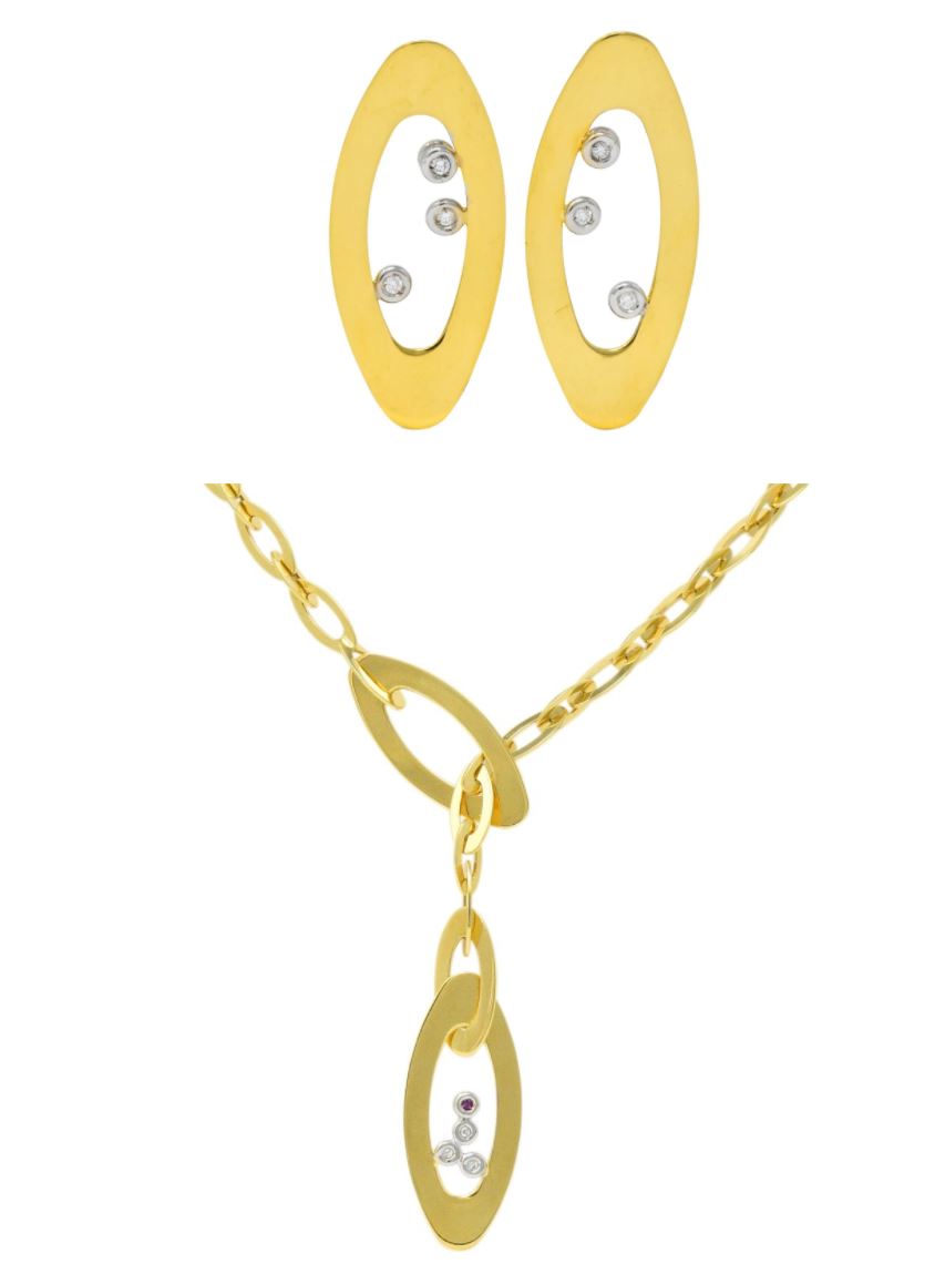 Roberto Coin Chic & Shine Diamond Lariat Drop Necklace Oval diamond stud earrings