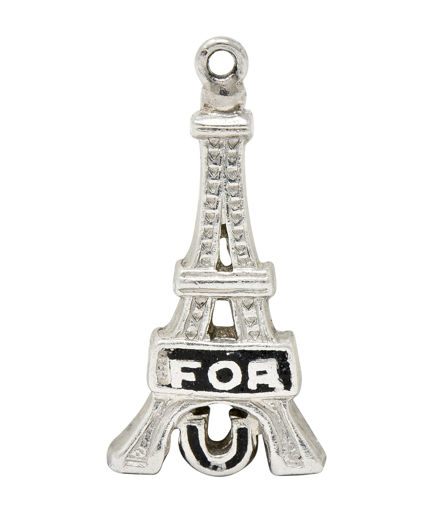 Eiffel Tower Charm Bracelet Jewelry Enamel Estate Jewelry Platinum Art Deco