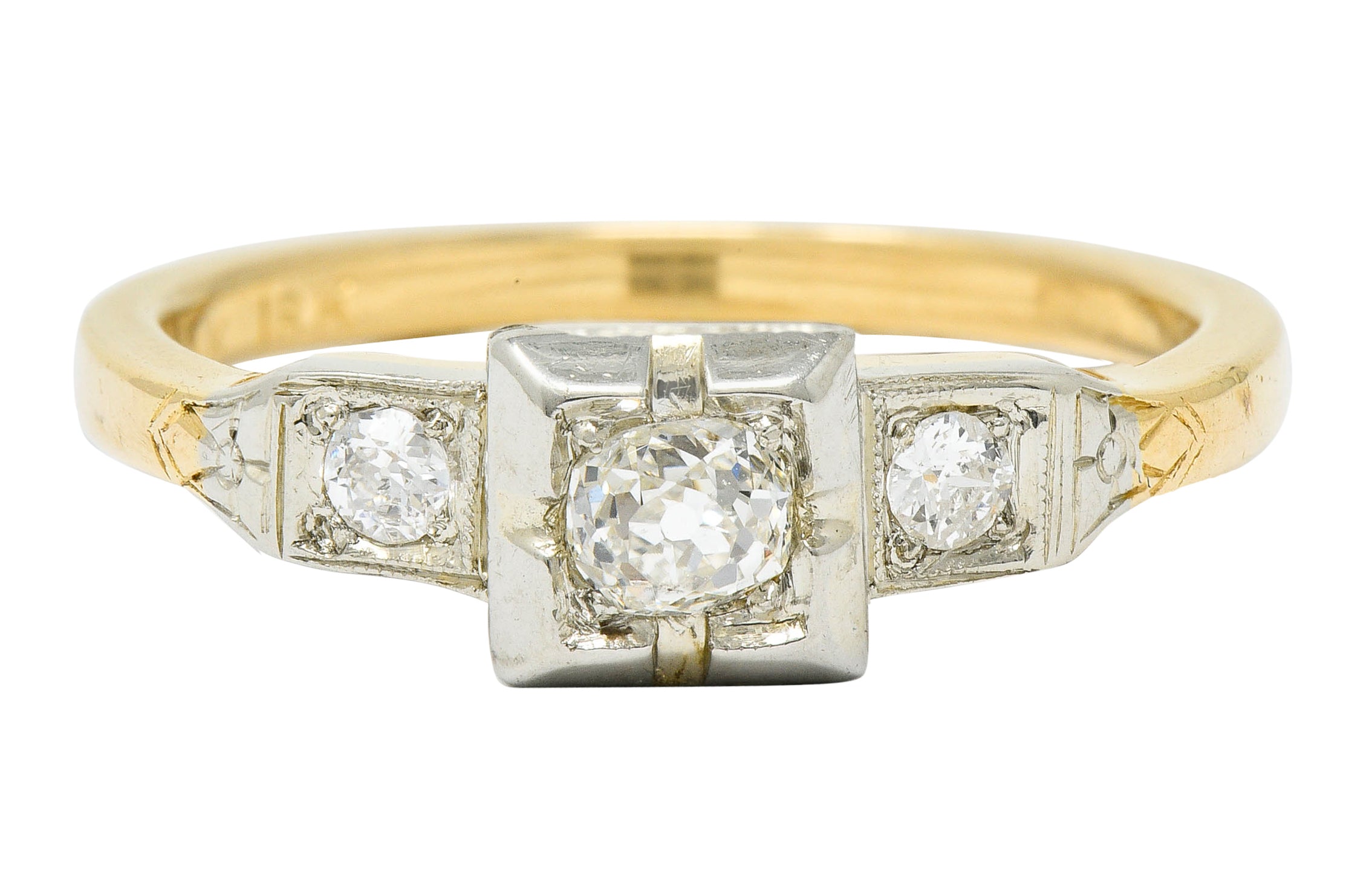 Ringcraft Retro 0.45 CTW Diamond 14 Karat Two-Tone Gold Engagement Ring ...