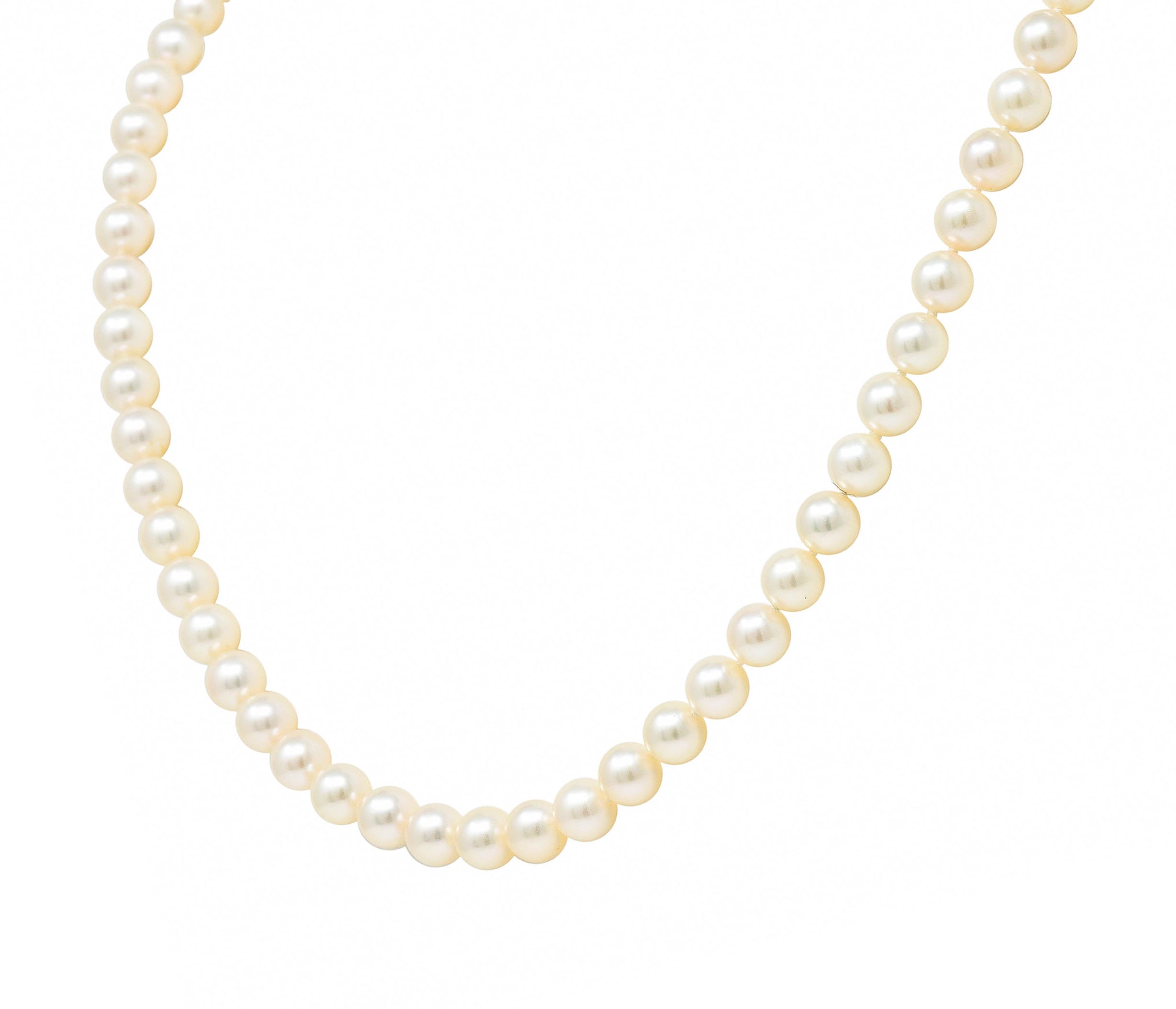 Mikimoto Cultured Pearl 18 Karat Gold Matinee Strand Necklace