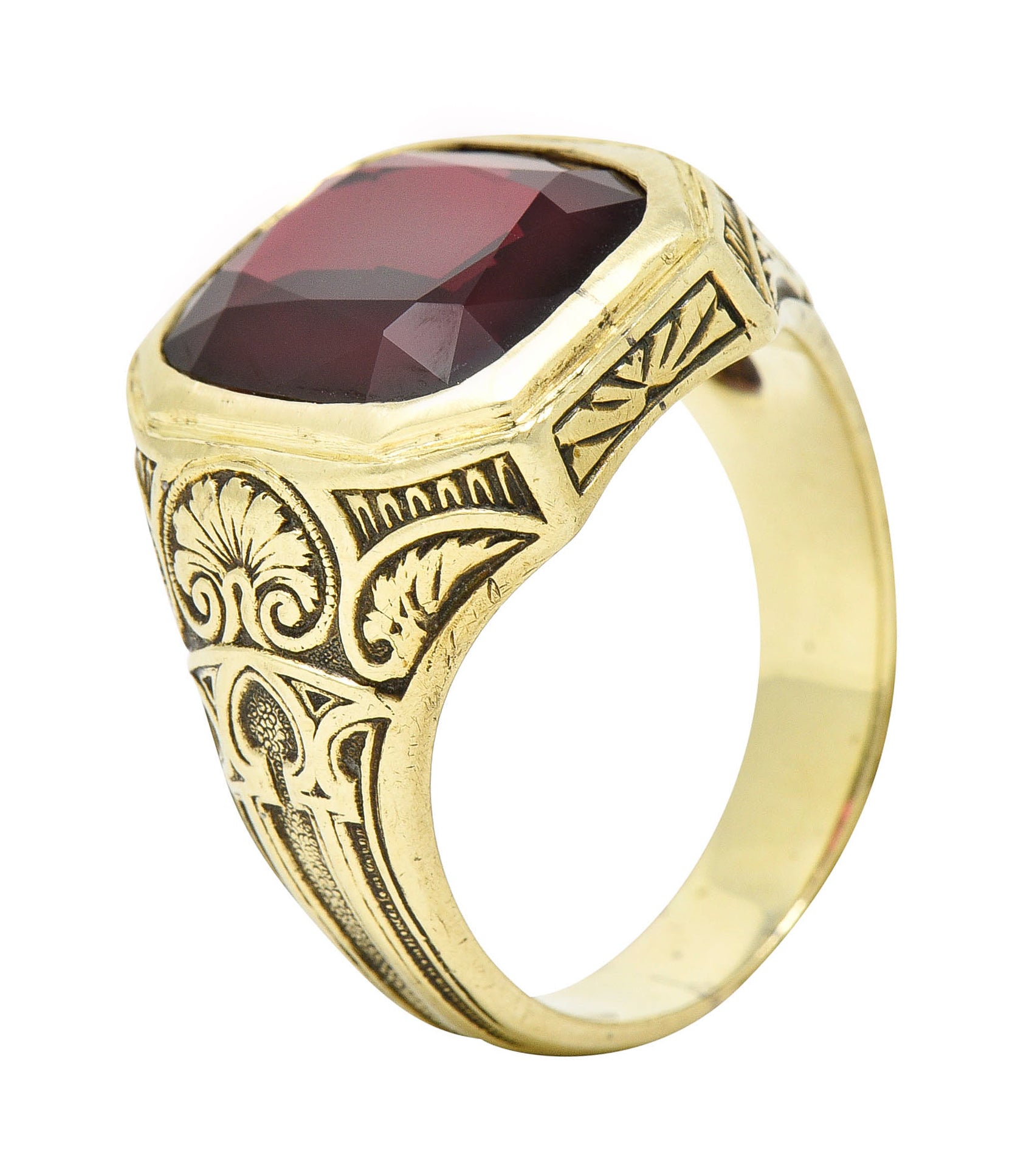 Allsopp Steller Art Nouveau Garnet 14 Karat Gold Gemstone Ring