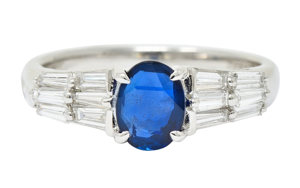 Contemporary 1.58 CTW No Heat Burma Sapphire Diamond Platinum