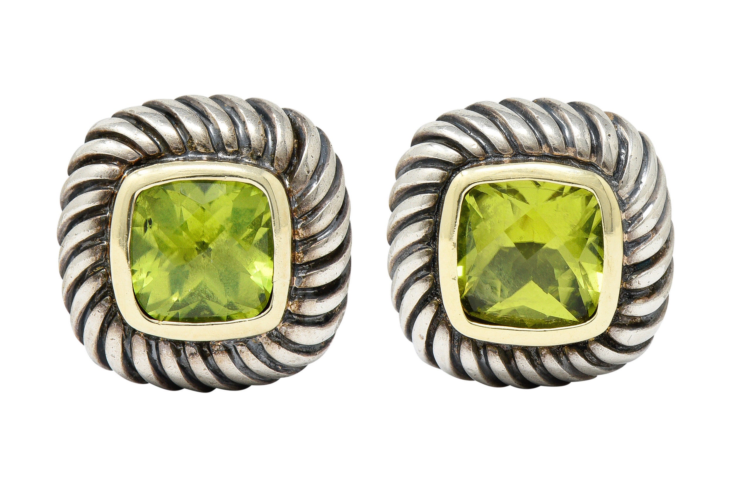 David Yurman Peridot 14 Karat Gold Sterling Silver Albion Stud Earrings ...