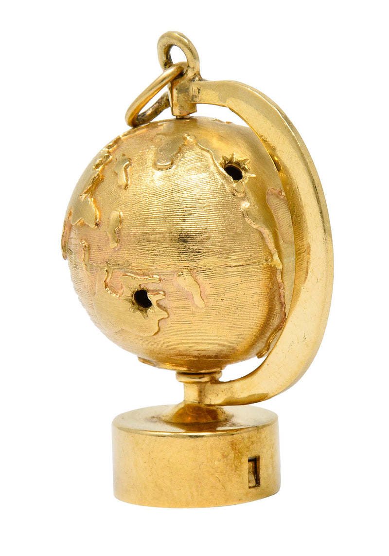 1960's Litacharm Inc. Vintage 14 Karat Gold Globe Pendant Charm ...