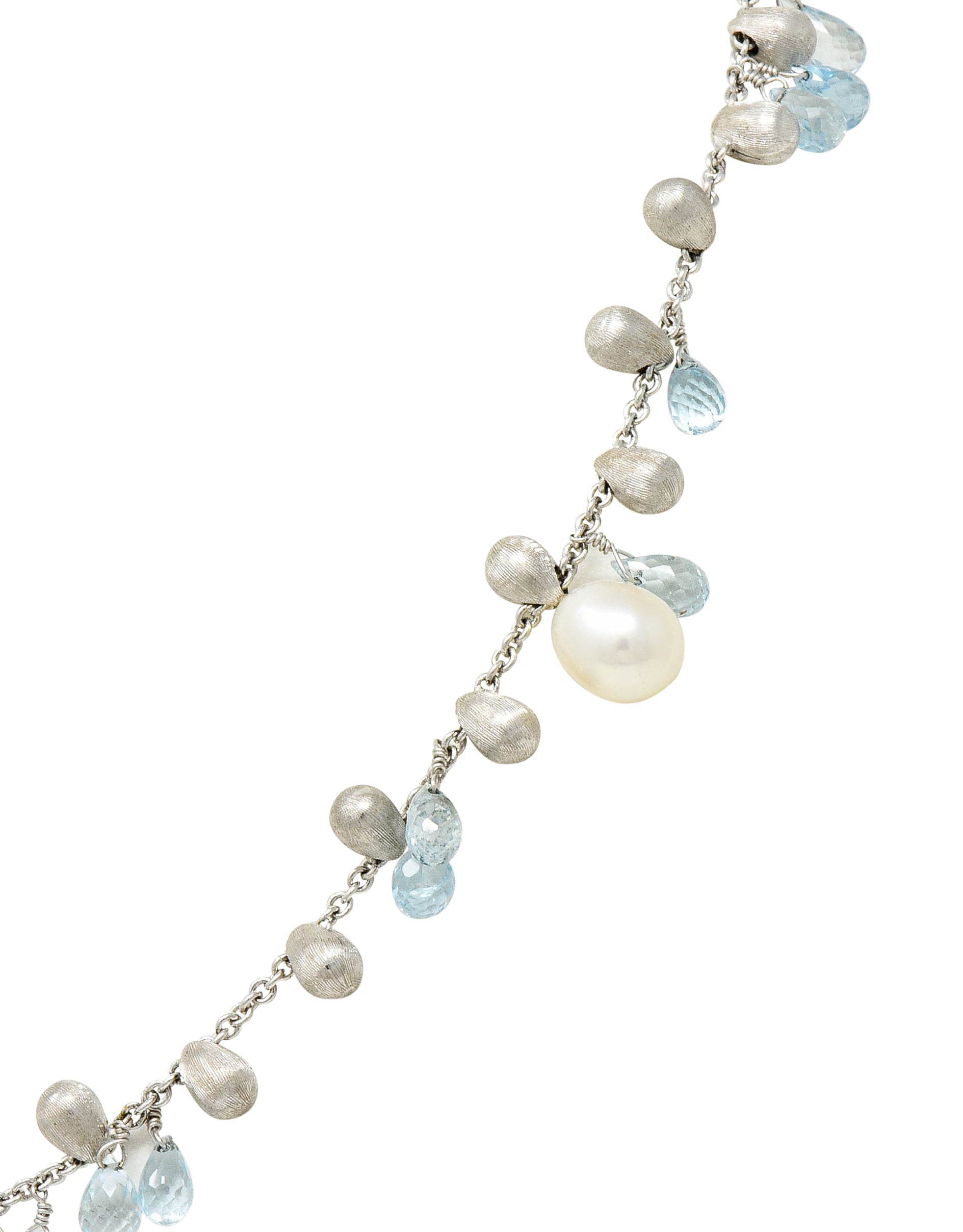 Marco Bicego Aquamarine Cultured Pearl 18 Karat White Gold Droplet ...