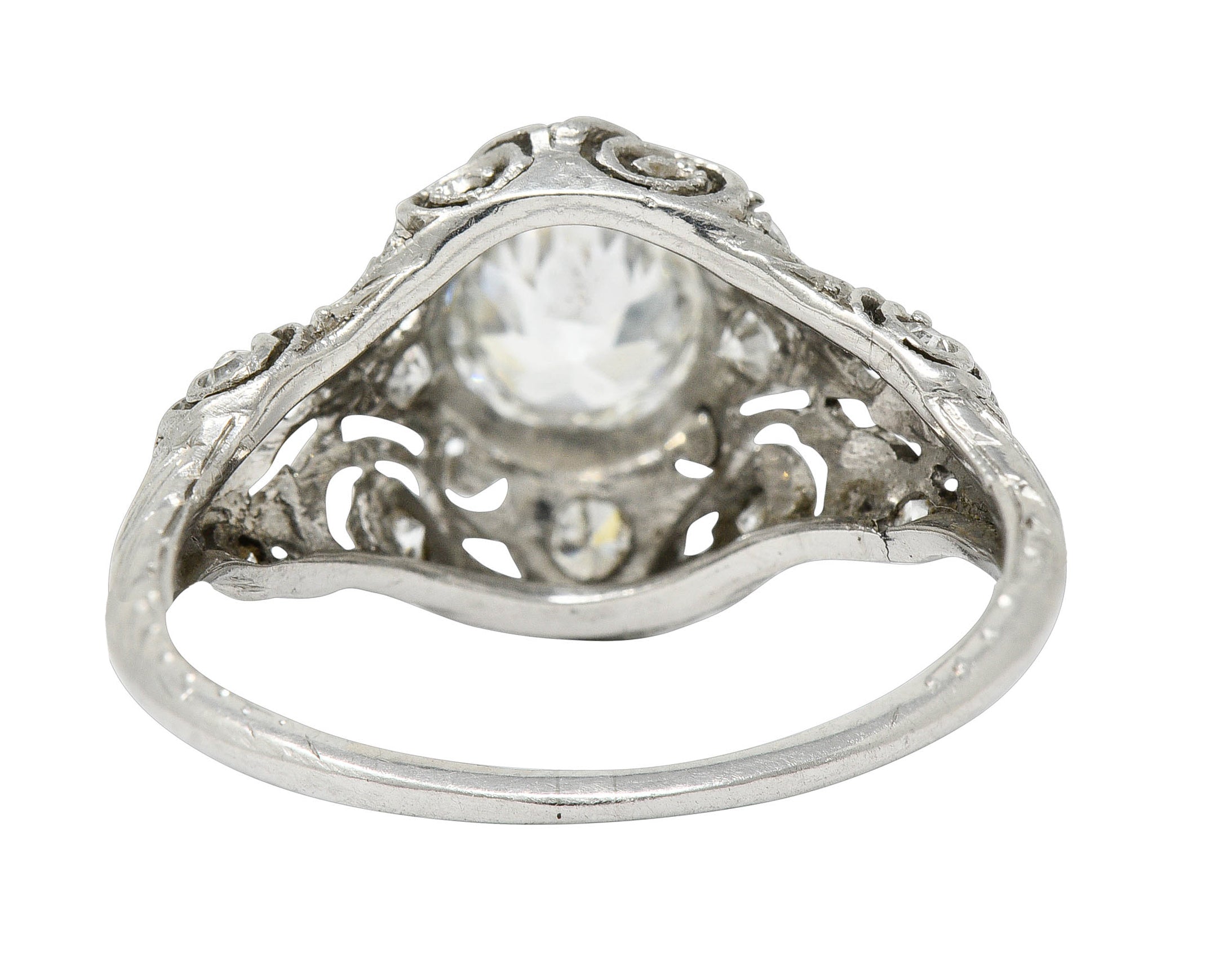 Wheeler & Co. Edwardian 1.05 CTW Diamond Platinum Scrolled Engagement ...