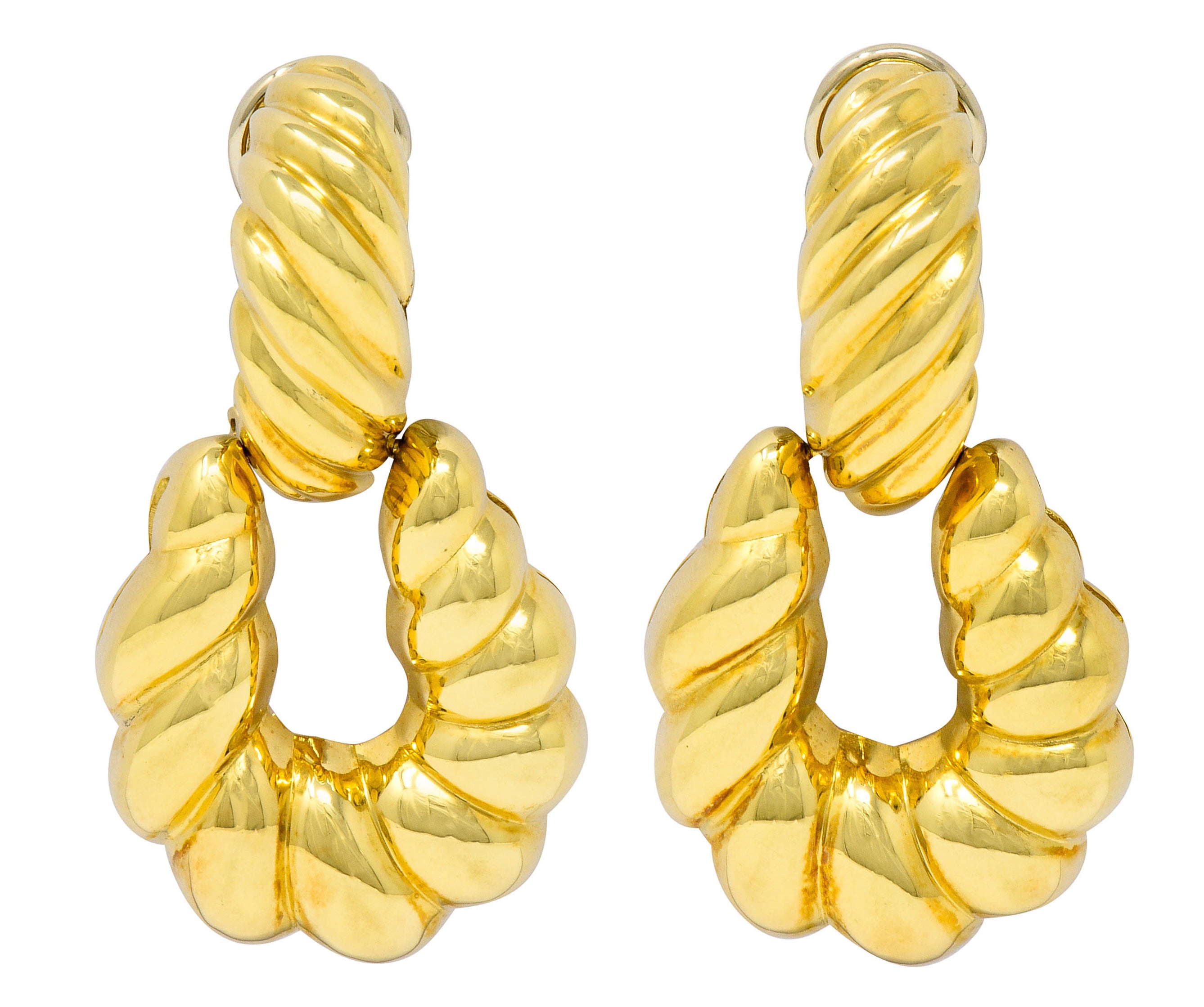 Tiffany & Co. 18 Karat Gold Ribbed Doorknocker Ear-Clip Earrings ...
