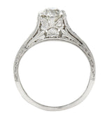 Art Deco 0.75 CTW Diamond Platinum Clover Engagement Ring