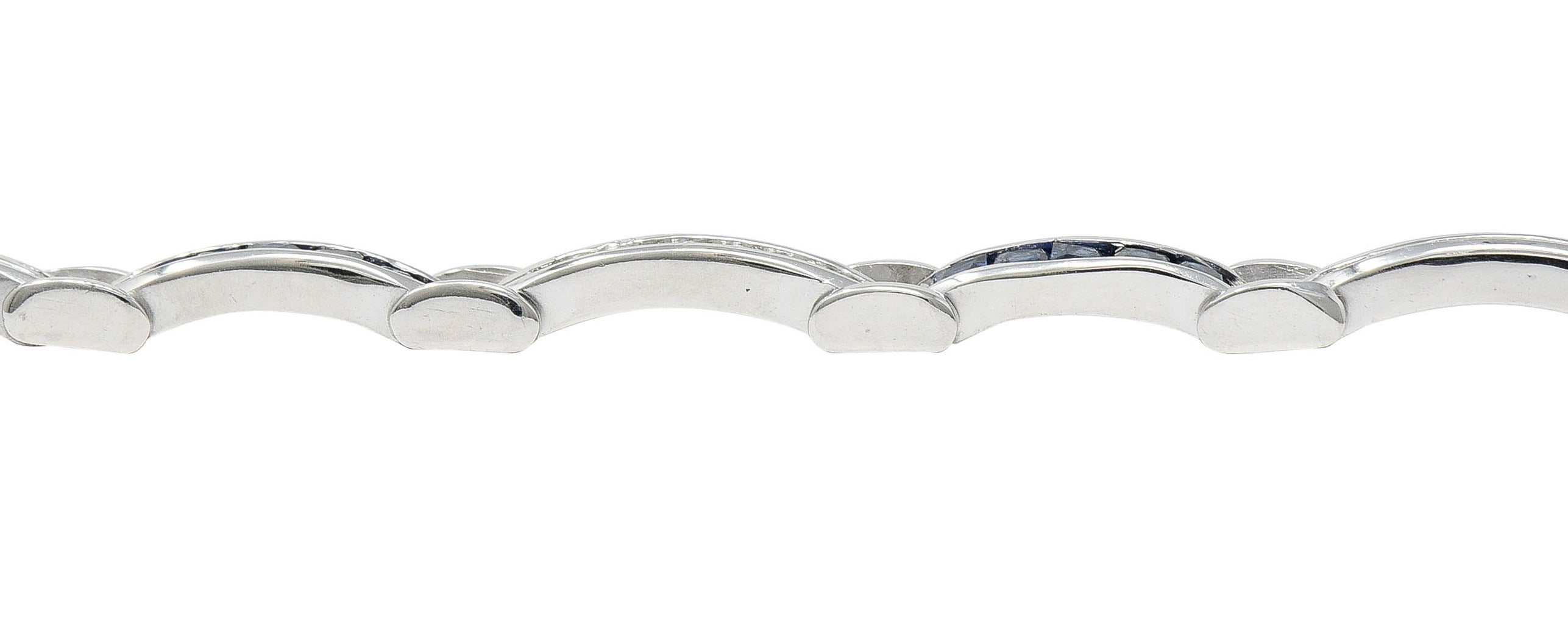 Vintage Sapphire Diamond Platinum Link Bracelet