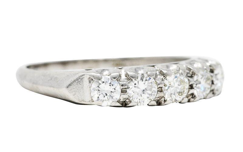 1950's Mid-Century 0.50 CTW Diamond Platinum Five Stone Fishtail Band RingRing - Wilson's Estate Jewelry