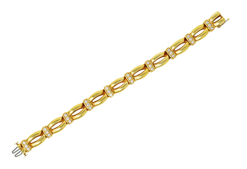 Henry Dankner 1980's Diamond 14 Karat Yellow Gold Twisted Rope Link ...