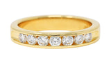 Vintage 0.50 CTW Diamond 18 Karat Yellow Gold Unisex Channel Band Ring