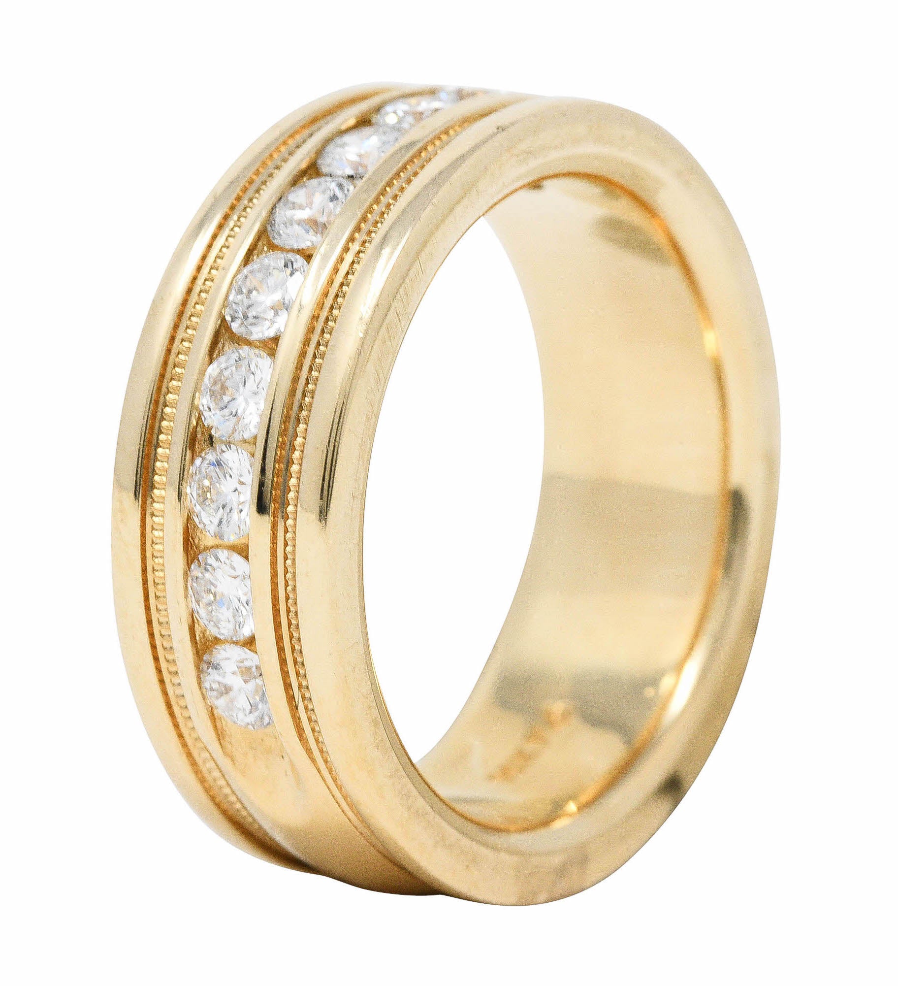 Vintage 1.25 CTW Diamond 14 Karat Gold Men's Wedding Band Ring