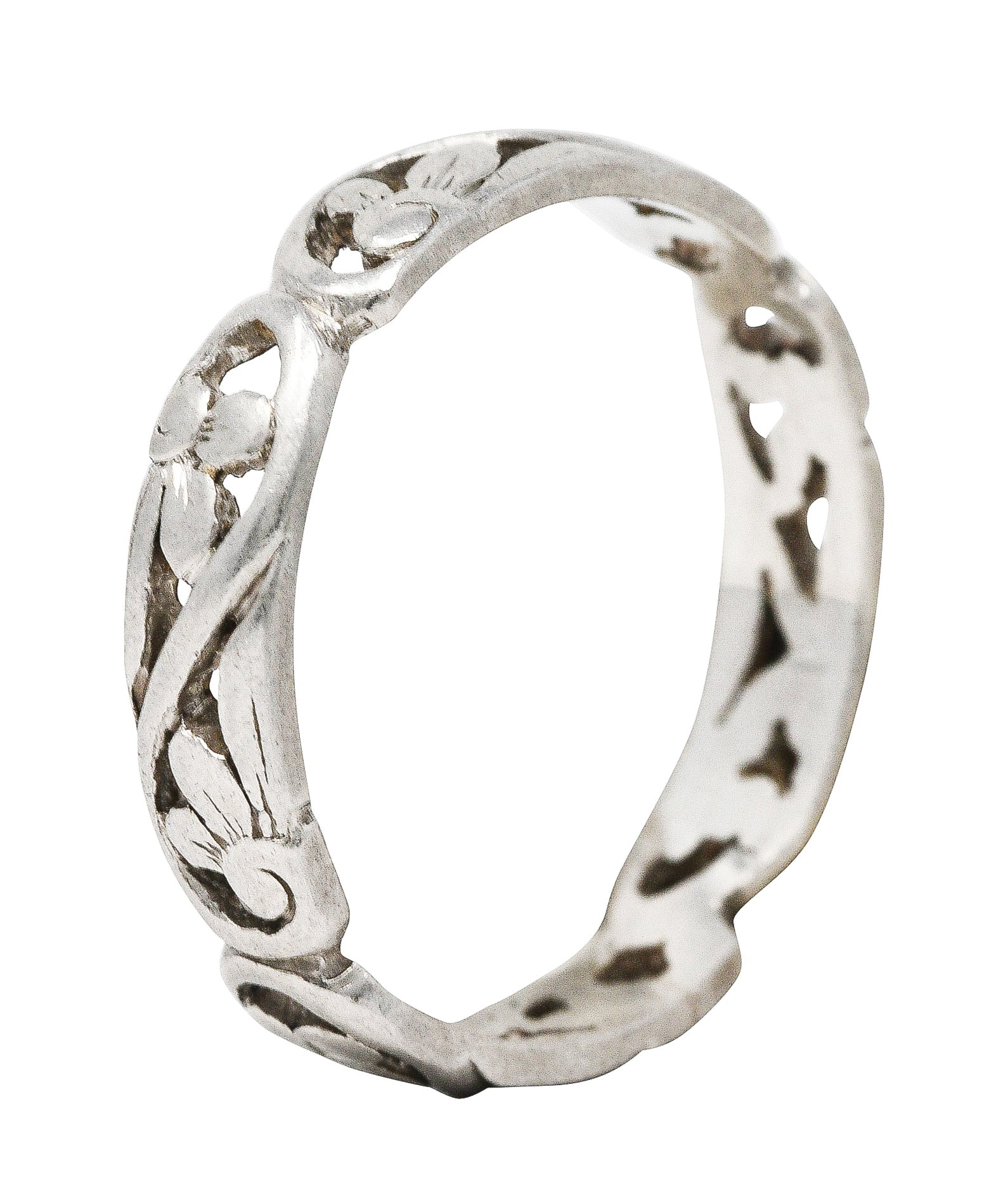 1934 Art Deco Platinum Floral Eternity Band Ring