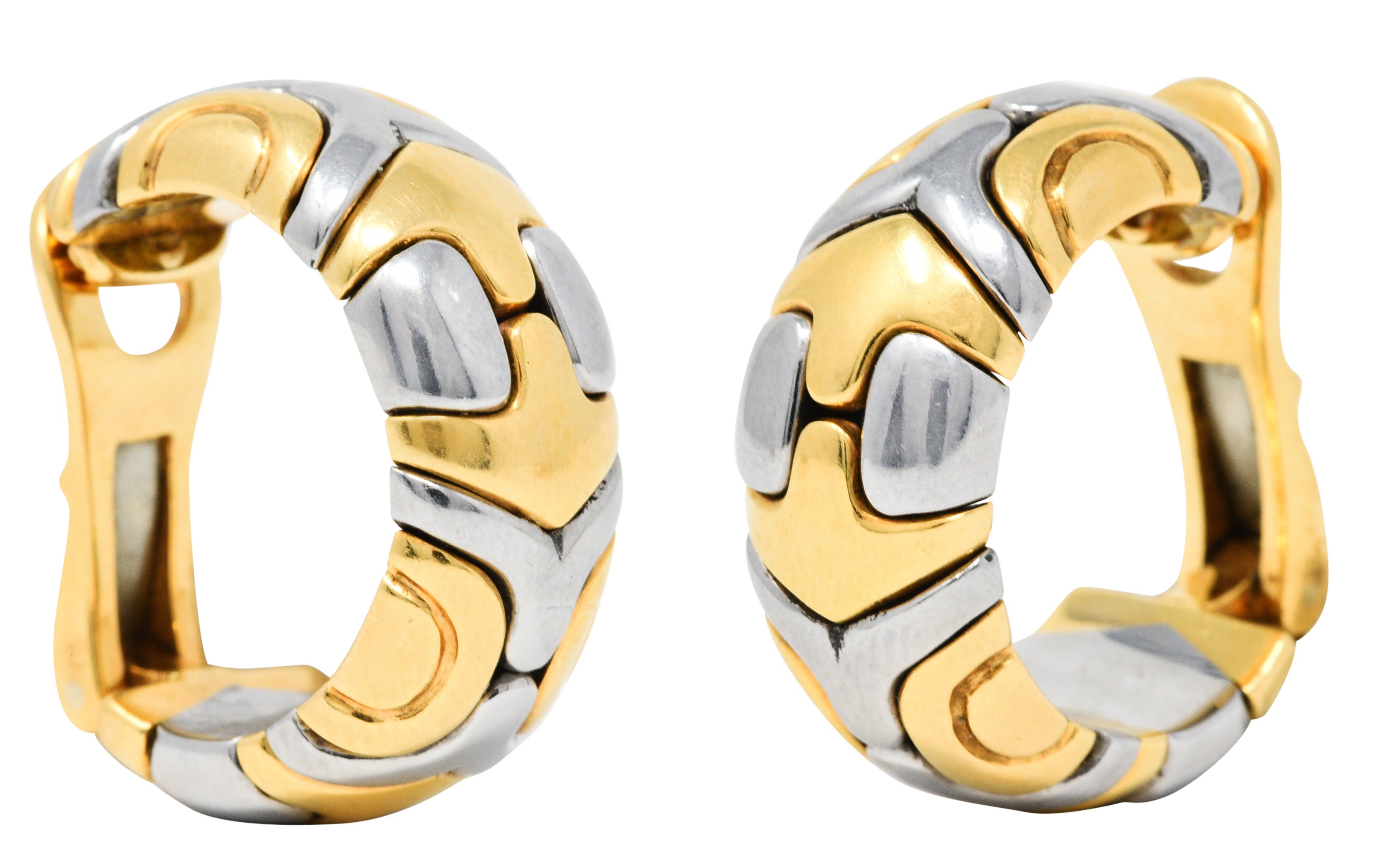 Bulgari 18 Karat Gold Stainless Steel Parentesi Ear-Clip Earrings