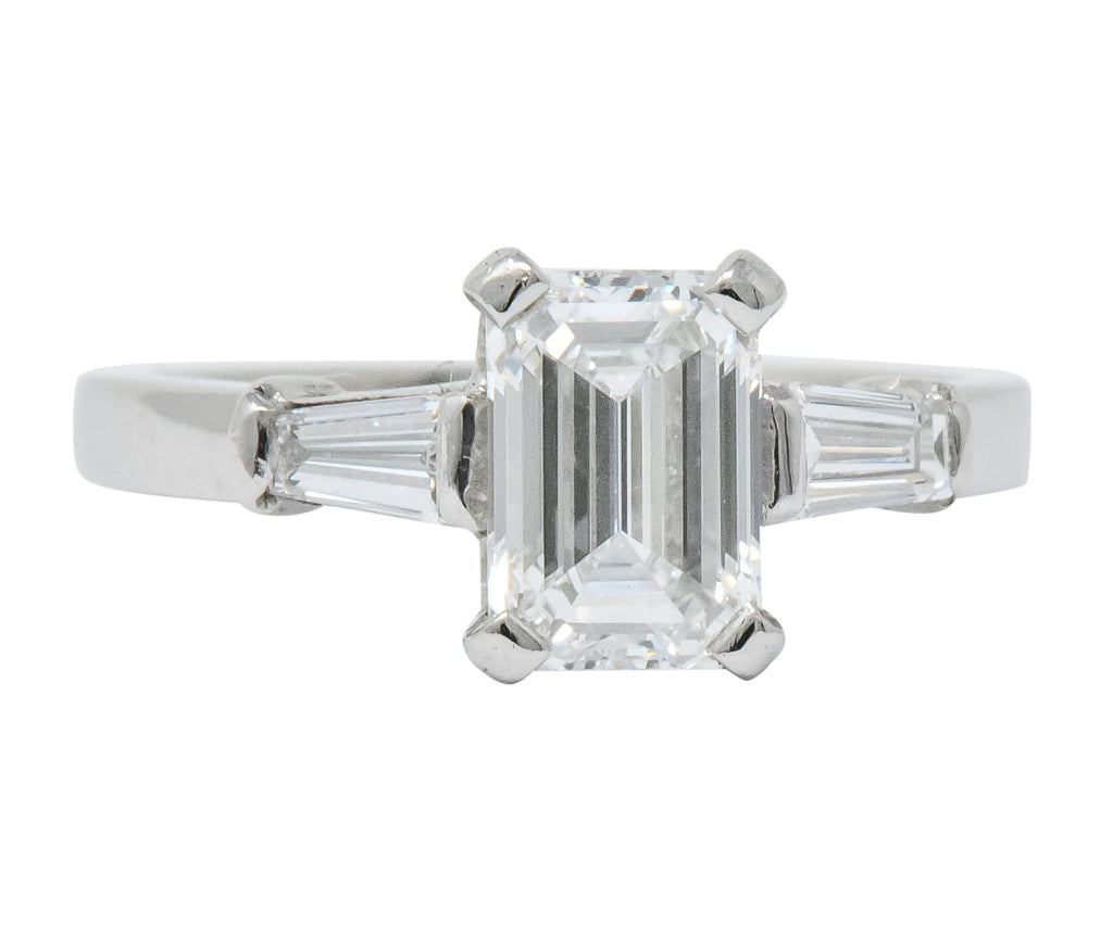 Bulgari  CTW Emerald Cut Diamond Platinum Engagement Ring GIA |  Wilson's Estate Jewelry