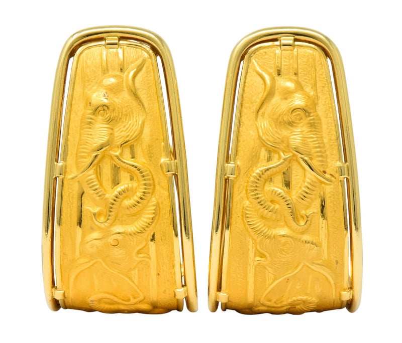 Carrera Y Carrera 18 Karat Gold Large Elephant J Hoop Earrings | Wilson's  Estate Jewelry