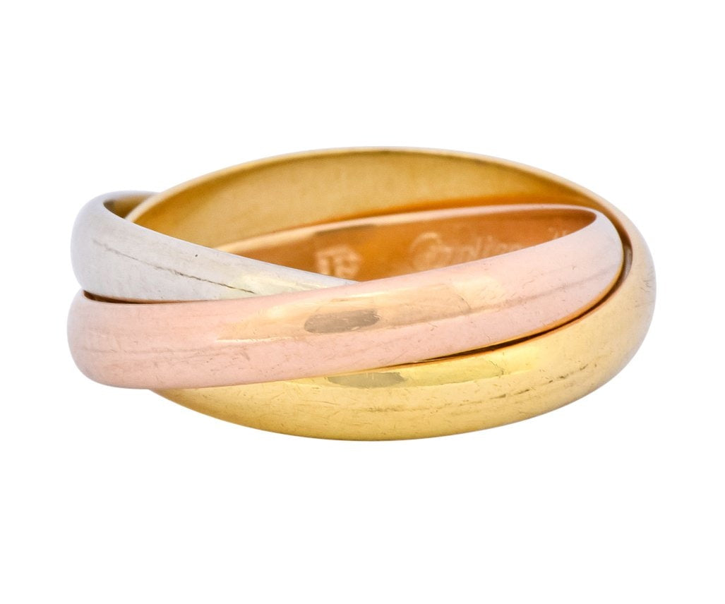 cartier tri color gold rolling ring