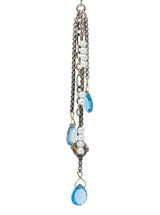 David Yurman Blue Topaz Diamond Pearl Sterling Silver Confetti Tassel Earrings Wilson's Estate Jewelry