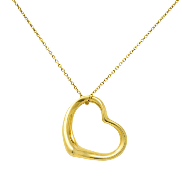 Elsa Peretti Tiffany & Co. 18 Karat Gold Open Heart Pendant Necklace ...