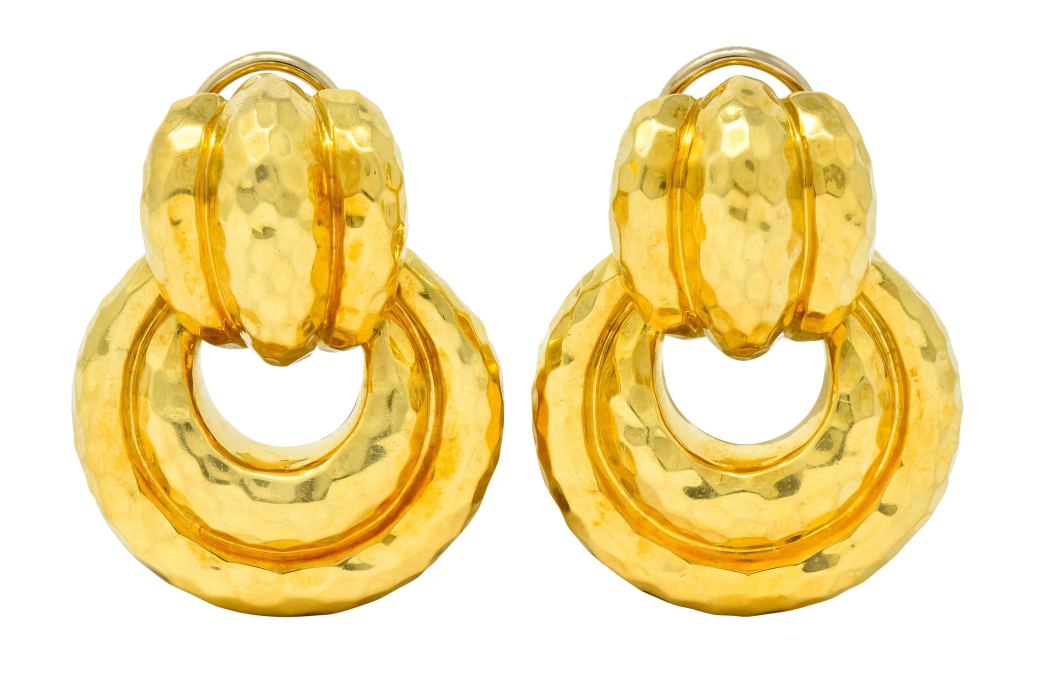 Henry Dunay 18 Karat Yellow Gold Fashionable Door Knocker Earrings