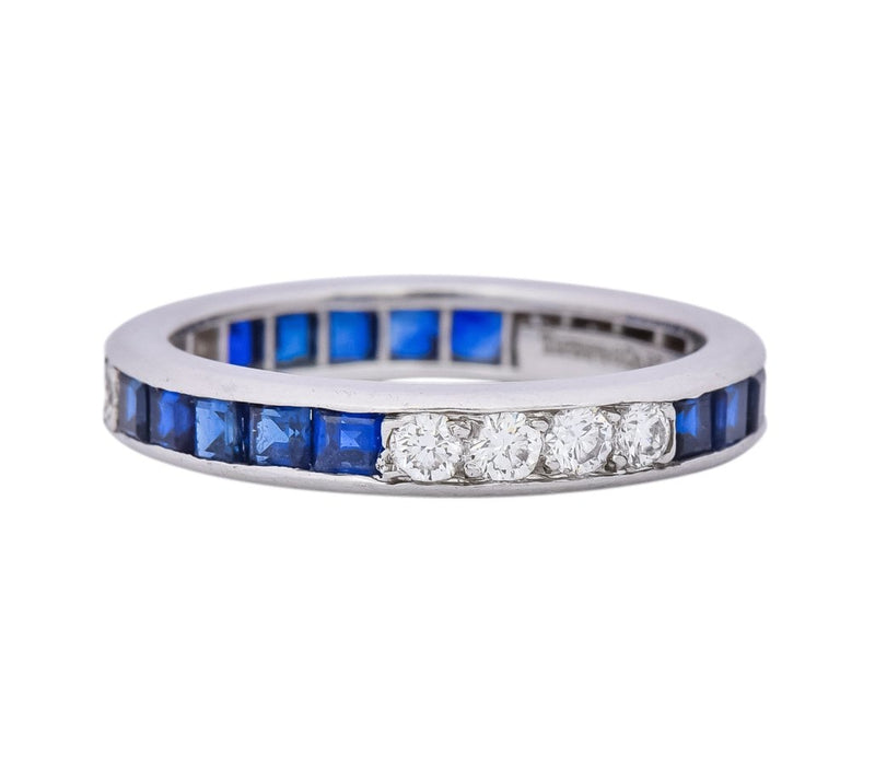 Tiffany & Co. 1950's Retro 1.42 CTW Diamond Sapphire Platinum Eternity ...