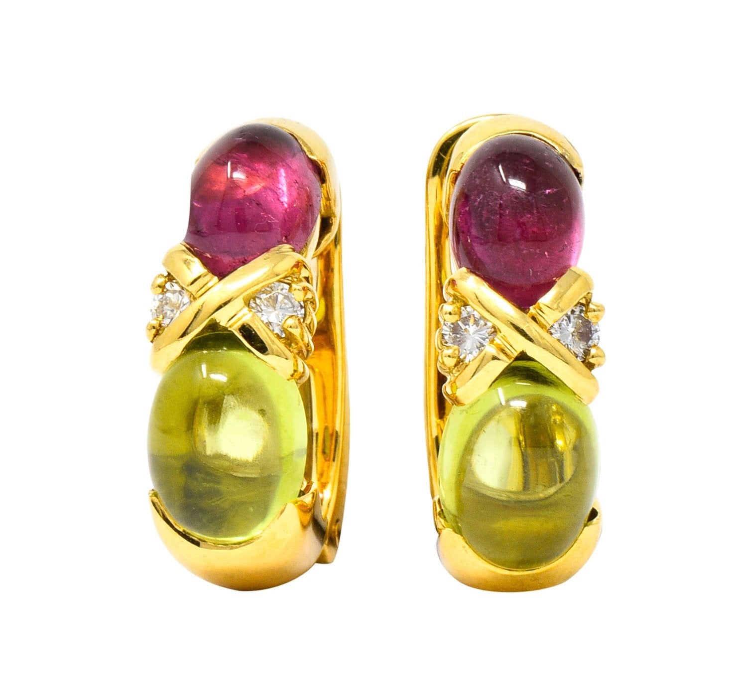 Earrings Hoops Oval Gemstones 18kt Gold Yellow Gold / Ruby