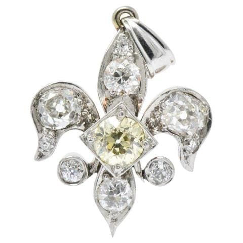 Old European Cut Diamond pendant charm Fancy Yellow