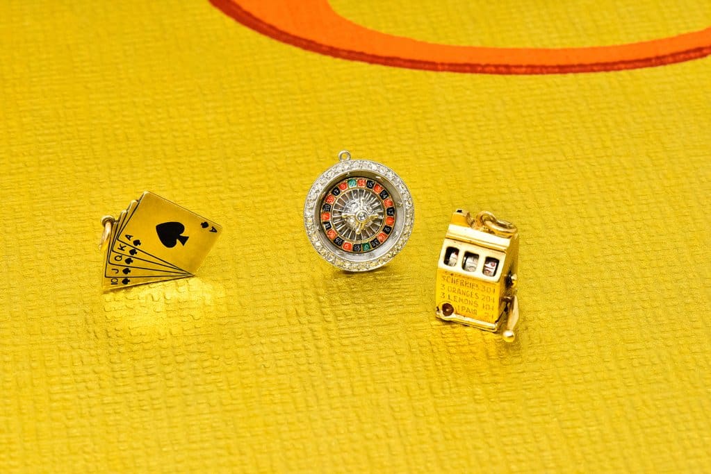 Antique Vintage casino gold charms for Las Vegas