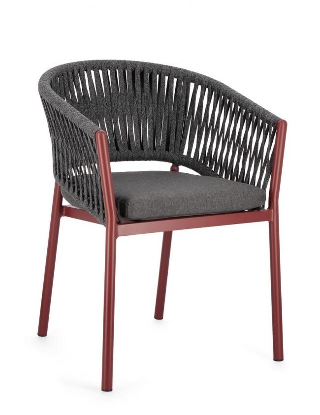 FLORENCIA szürke és piros kerti szék