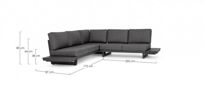 Bizzotto homemotion infinity sötétszürke kerti kanapé
