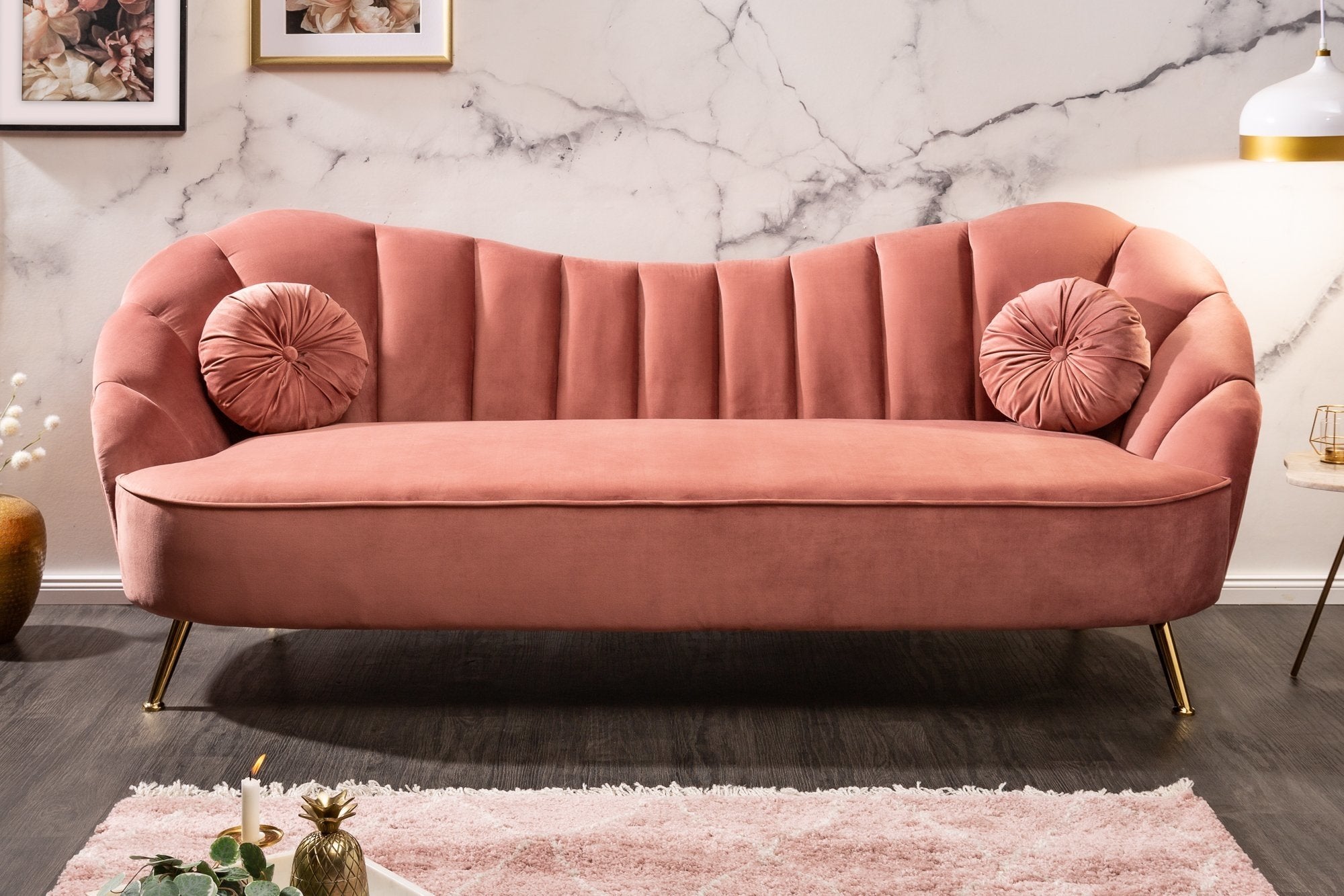 Invicta arielle rózsaszín bársony kanapé