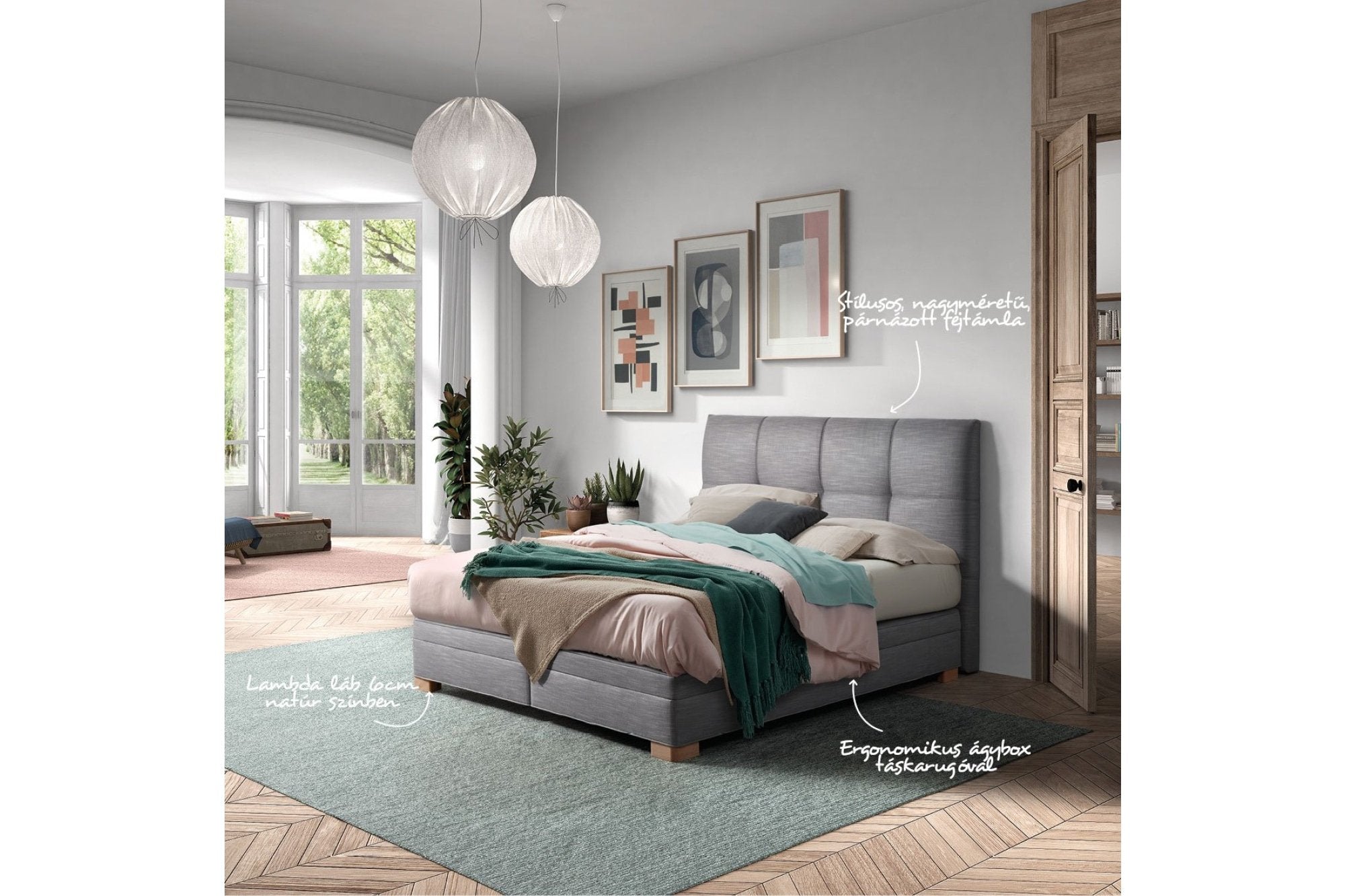 ASCOT elektromos boxspring ágy 180 cm