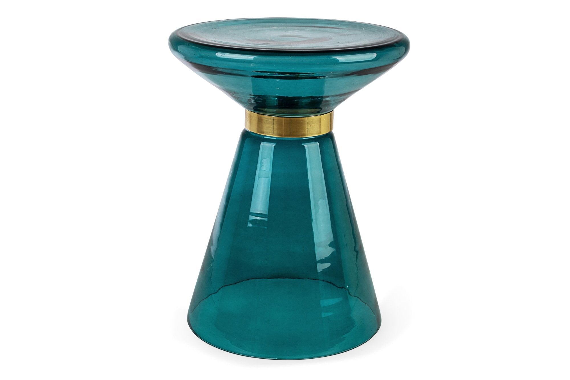 AZMIN kék üveg lerakóasztal 36cm átmérő