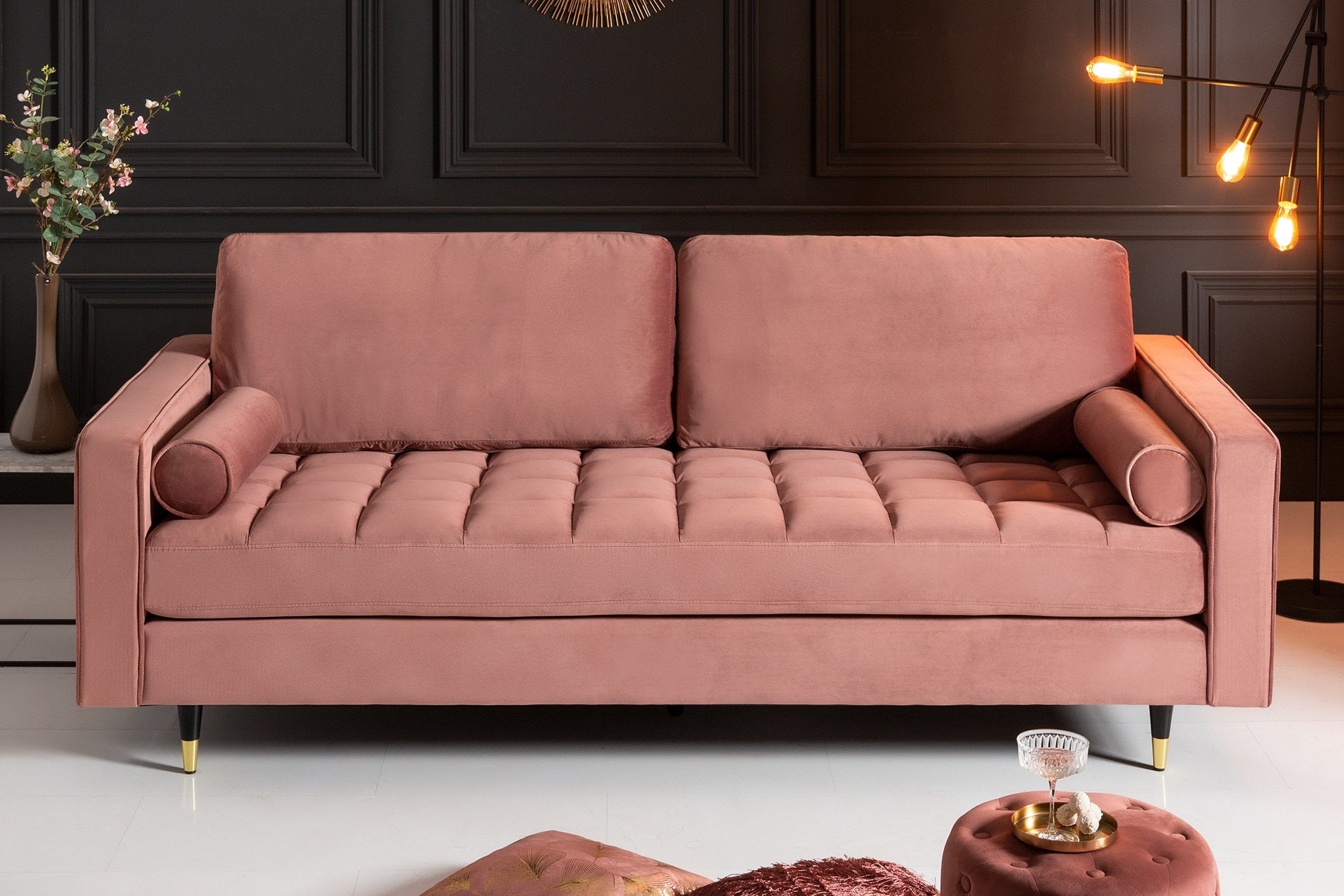 Invicta cozy velvet rózsaszín bársony kanapé